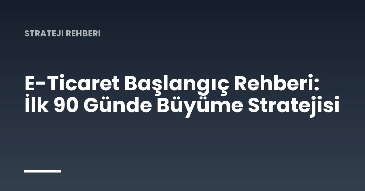 E-Ticaret Başlangıç Rehberi: İlk 90 Günde Büyüme Stratejisi