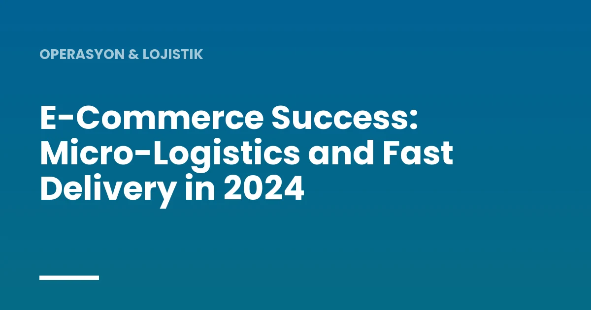 E-Commerce Success: Micro-Logistics and Fast Delivery in 2024