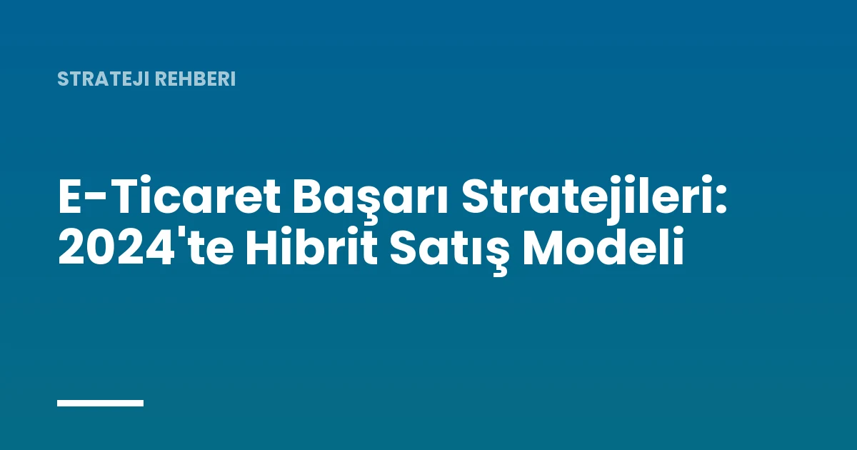 E-Ticaret Başarı Stratejileri: 2024'te Hibrit Satış Modeli